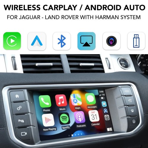 DIGITAL IQ LR 522F CPA (WIRELESS CARPLAY / ANDROID AUTO BOX with 2 CAMERA IN for JAGUAR - LAND ROVER mod. 2016-2019 with HARMAN 10.25" Screen)