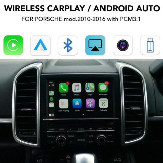 DIGITAL IQ PR 013W_CPA (WIRELESS CARPLAY / ANDROID AUTO BOX with 2 CAMERA IN for PORSCHE mod. 2010-2016 with PCM 3.1)
