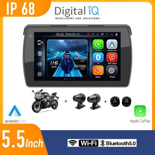 DIGITAL IQ PNA 5500_CPA (5.5inc) MOTORCYCLE CARPLAY-ANDROID AUTO (with TPMS - 2 DVR CAMERAS)