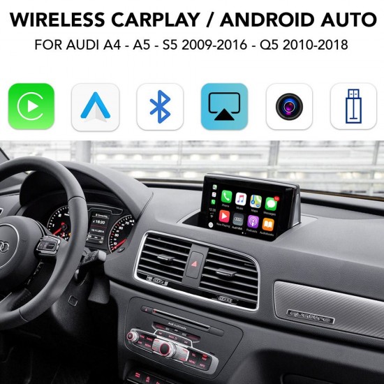 DIGITAL IQ AD 210 CPA (WIRELESS CARPLAY / ANDROID AUTO BOX with 2 CAMERA IN for AUDI A4 - A5 - S5 mod. 2009-2016 - Q5 mod. 2010-2018 with MMI 2G)