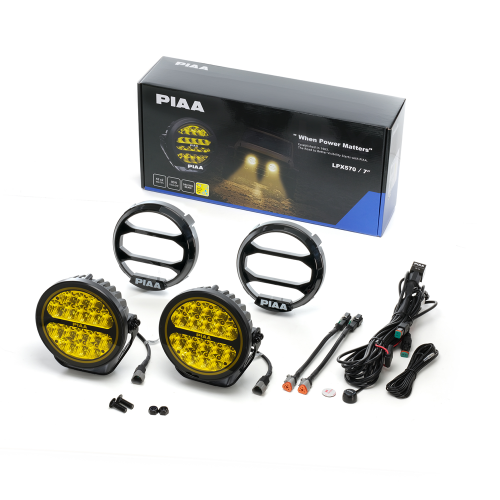piaa DKX576 LPX590 9" Round lamp kit 42W / 670lm per lamp / 2500K Yellow Driving Beam